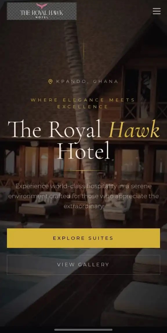 Royal Hawk Hotel website screenshot