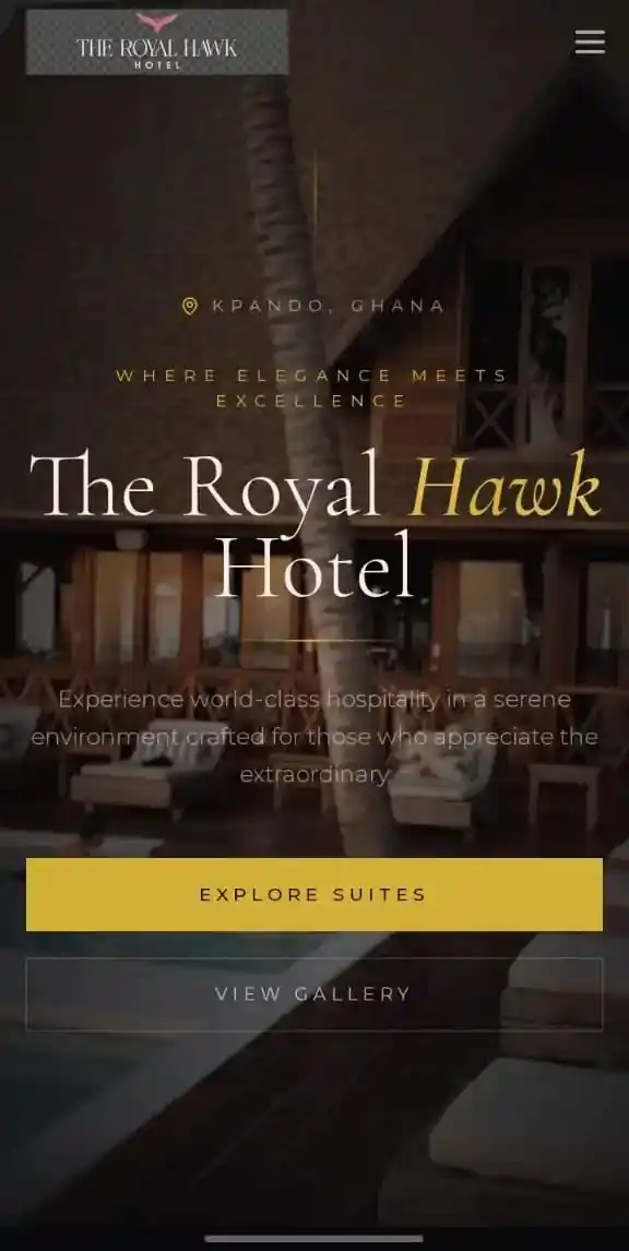 Royal Hawk Hotel website screenshot
